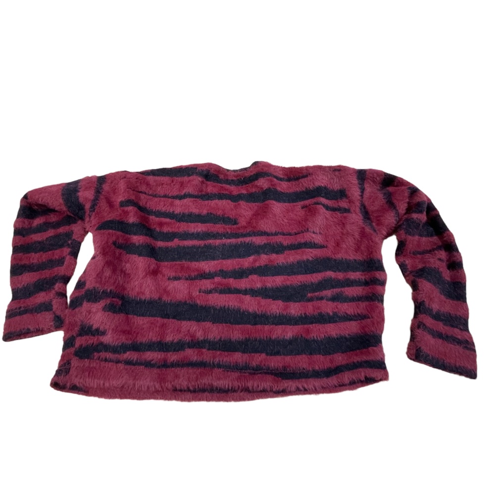 NWT Mi Ami Francesca's Fuzzy Cropped Oversized Zebra Sweater Medium. Super cool!